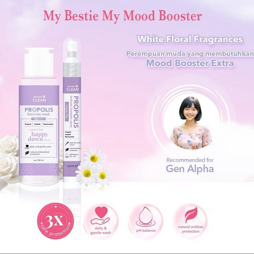 SECRET CLEAN Propolis Feminine Wash & Spray HAPPY DAY