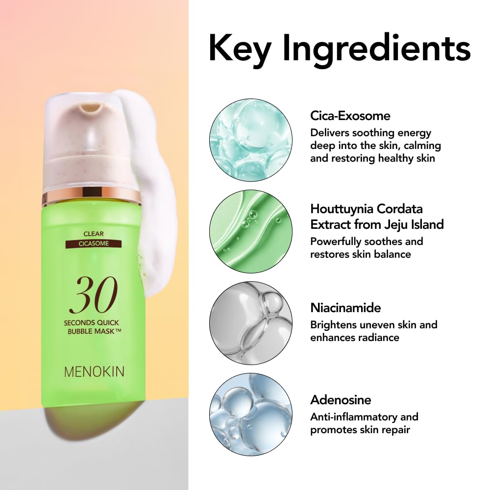 MENOKIN 30 Seconds Quick Bubble Mask 95ml (Bright / Repair / Clear / Moist)