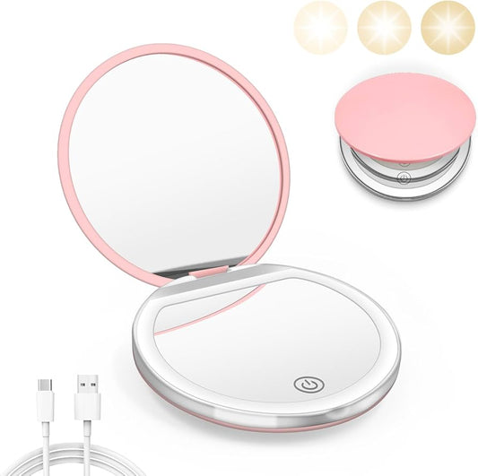 Compact Mirror with LED Light