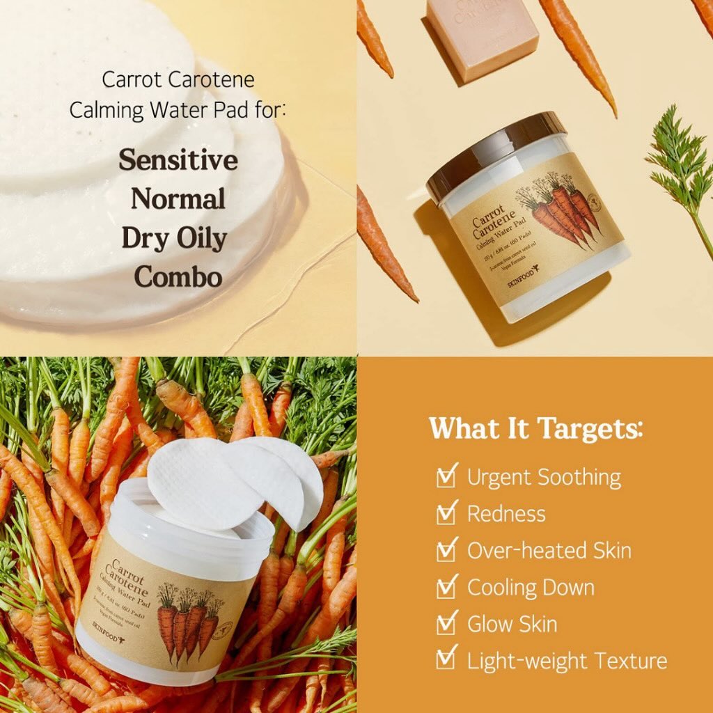SKINFOOD Carrot Carotene Calming Water Pad (60 Pads / 2EA)