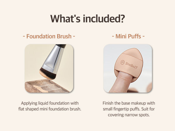 STUDIO 17 Skinfit Makeup Kit (Puff 4EA + Foundation Brush 1EA)