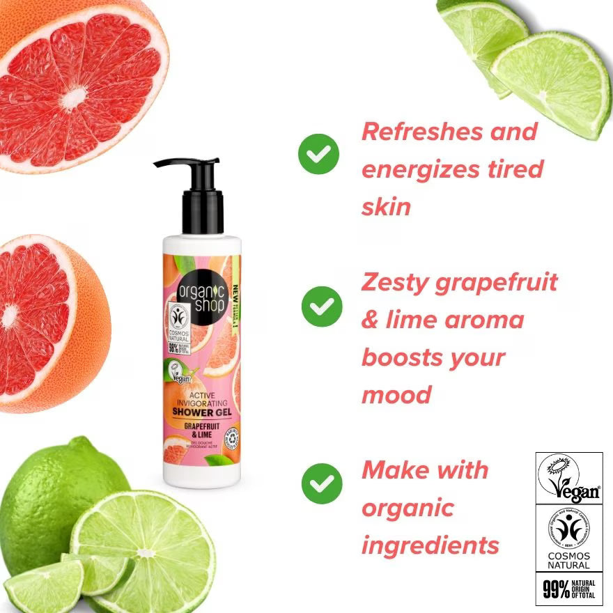 ORGANIC SHOP Active Invigorating Shower Gel Grapefruit & Lime 280ml