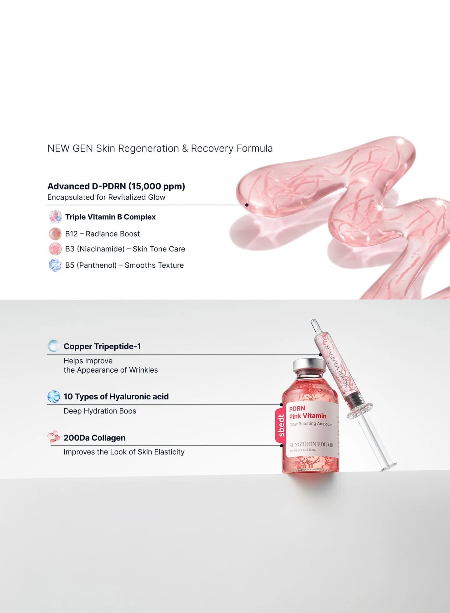 SUNGBOON EDITOR PDRN Pink Vitamin Glow Boosting Ampoule 40ml
