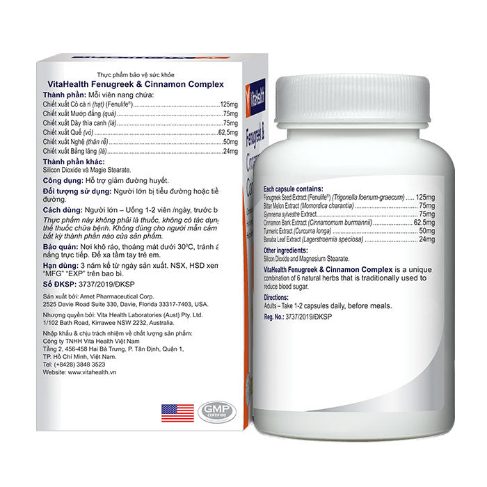 VITAHEALTH Fenugreek & Cinnamon Complex 60's