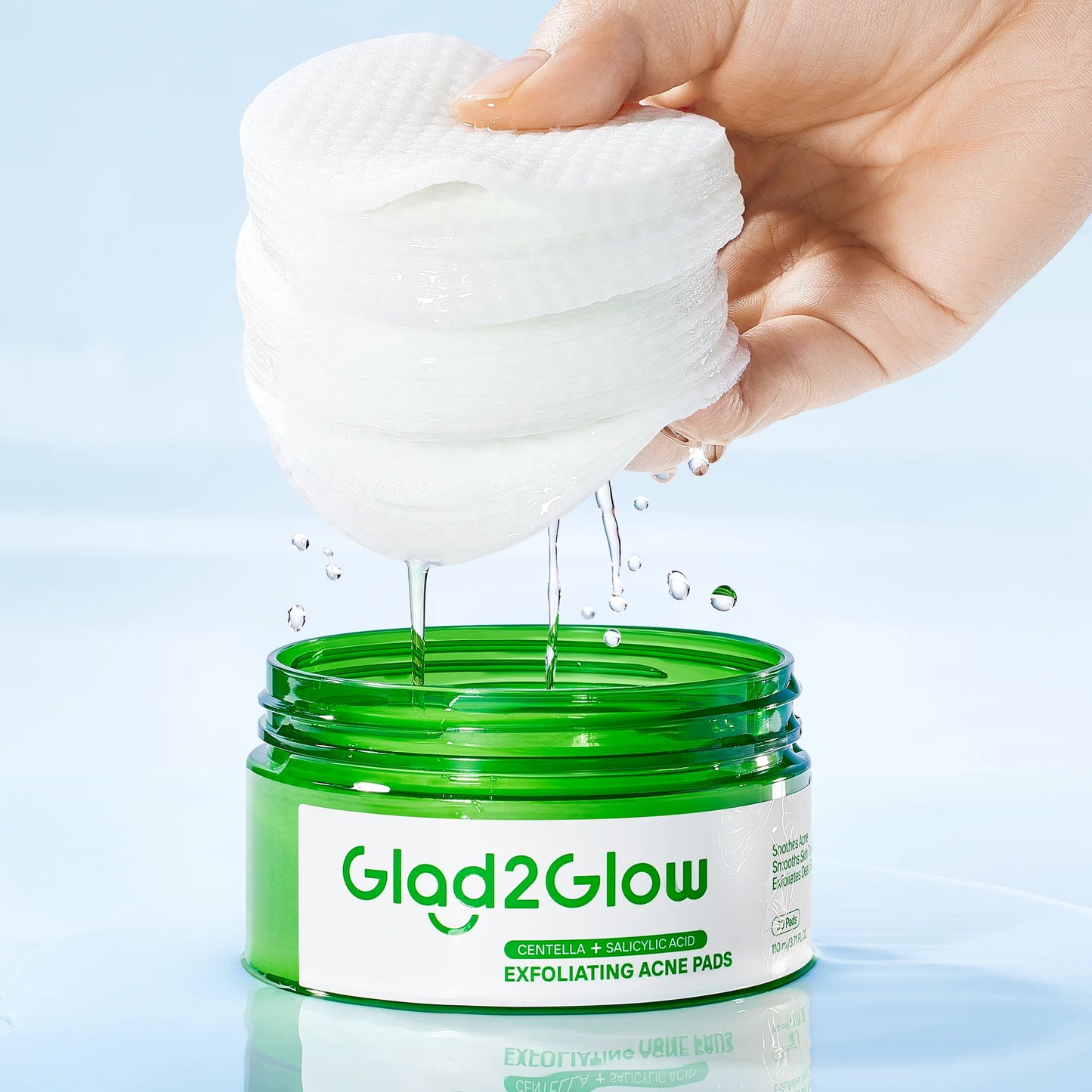 GLAD2GLOW Centella + Salicylic Acid Exfoliating Acne Pads
