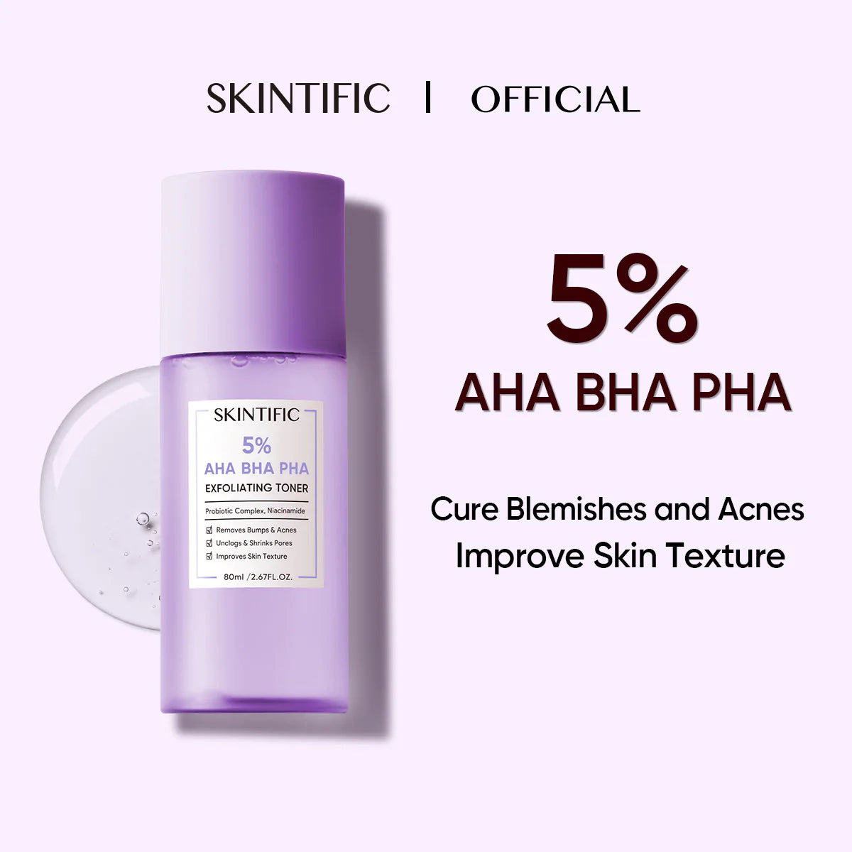 SKINTIFIC 5% AHA BHA PHA Exfoliating Toner