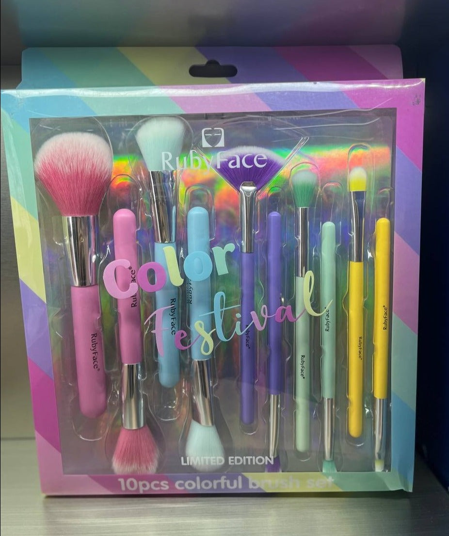 RUBYFACE Color Festival 10pcs Brush Set