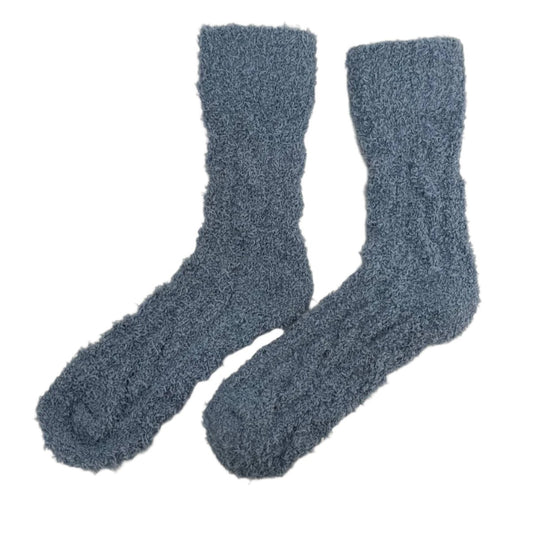 [M] Fluffy Cozy Dusty Blue Socks