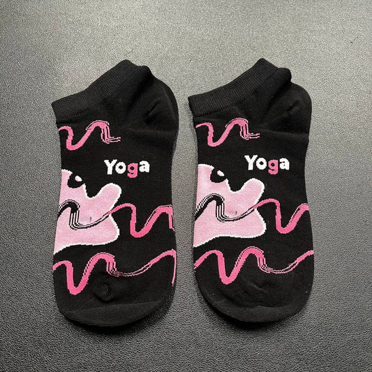 Black & Pink Yoga Wording Socks