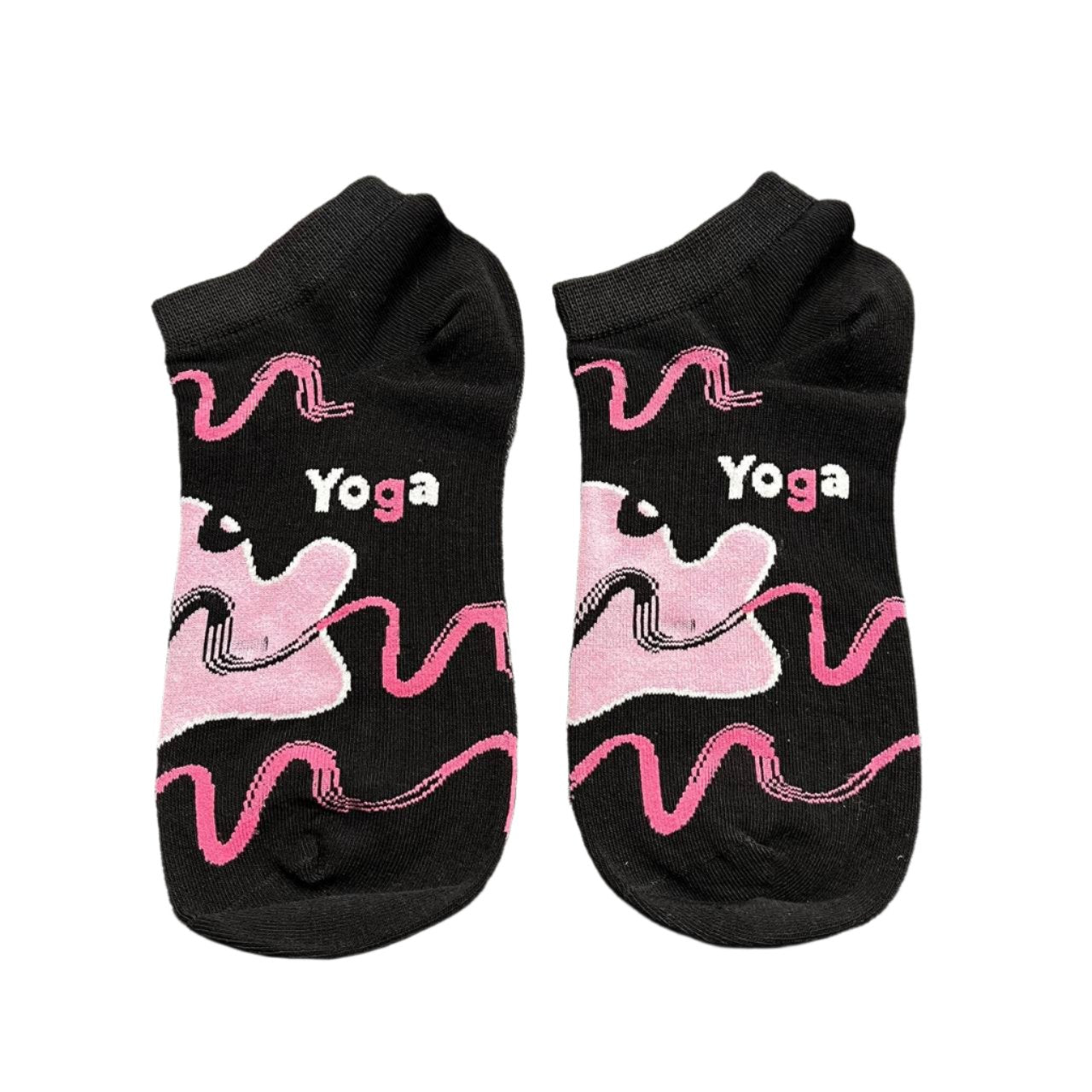 [S] Black & Pink Yoga Wording Socks