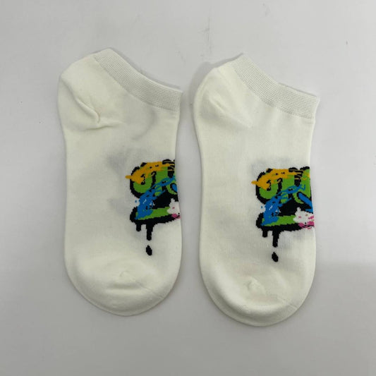 White Abstract Socks