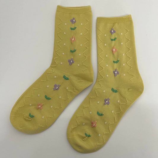 Yellow Tiny Flowers Socks