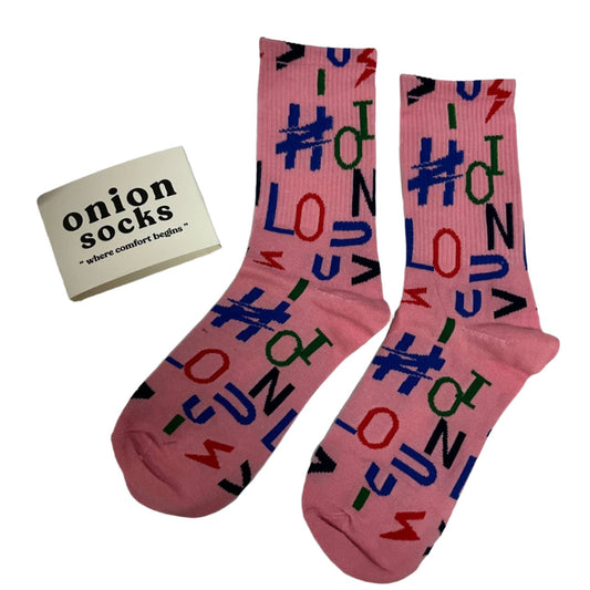 Pink Letter Graphic Socks