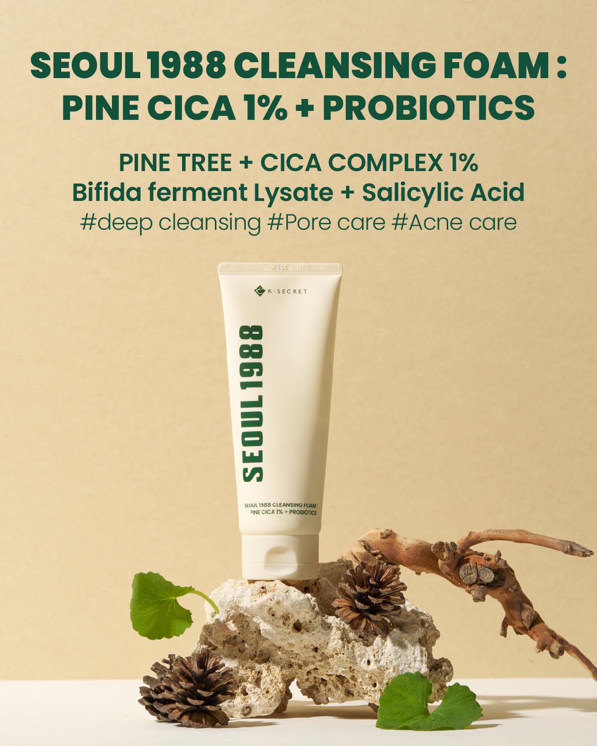 KSECRET Seoul 1988 Cleansing Foam : Pine Cica 1% + Probiotics 150ml