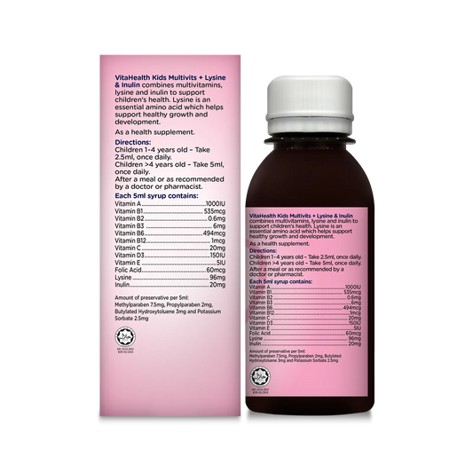VITAHEALTH Kids Multivits + Lysine & Inulin 120ml