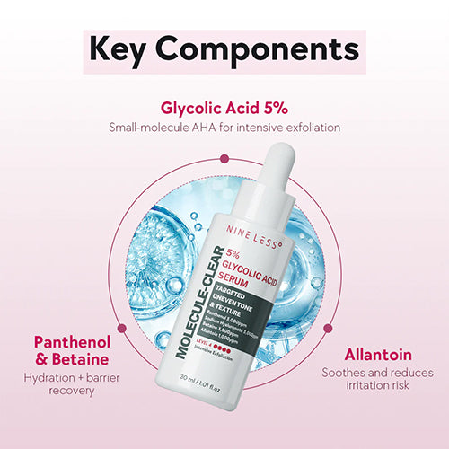 NINE LESS Molecule-Clear 5% Glycolic Acid Serum 30ml