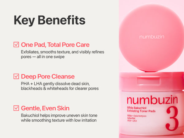 NUMBUZIN No.3 Bifida Bakuchiol Exfoliating Toner Pads 70EA