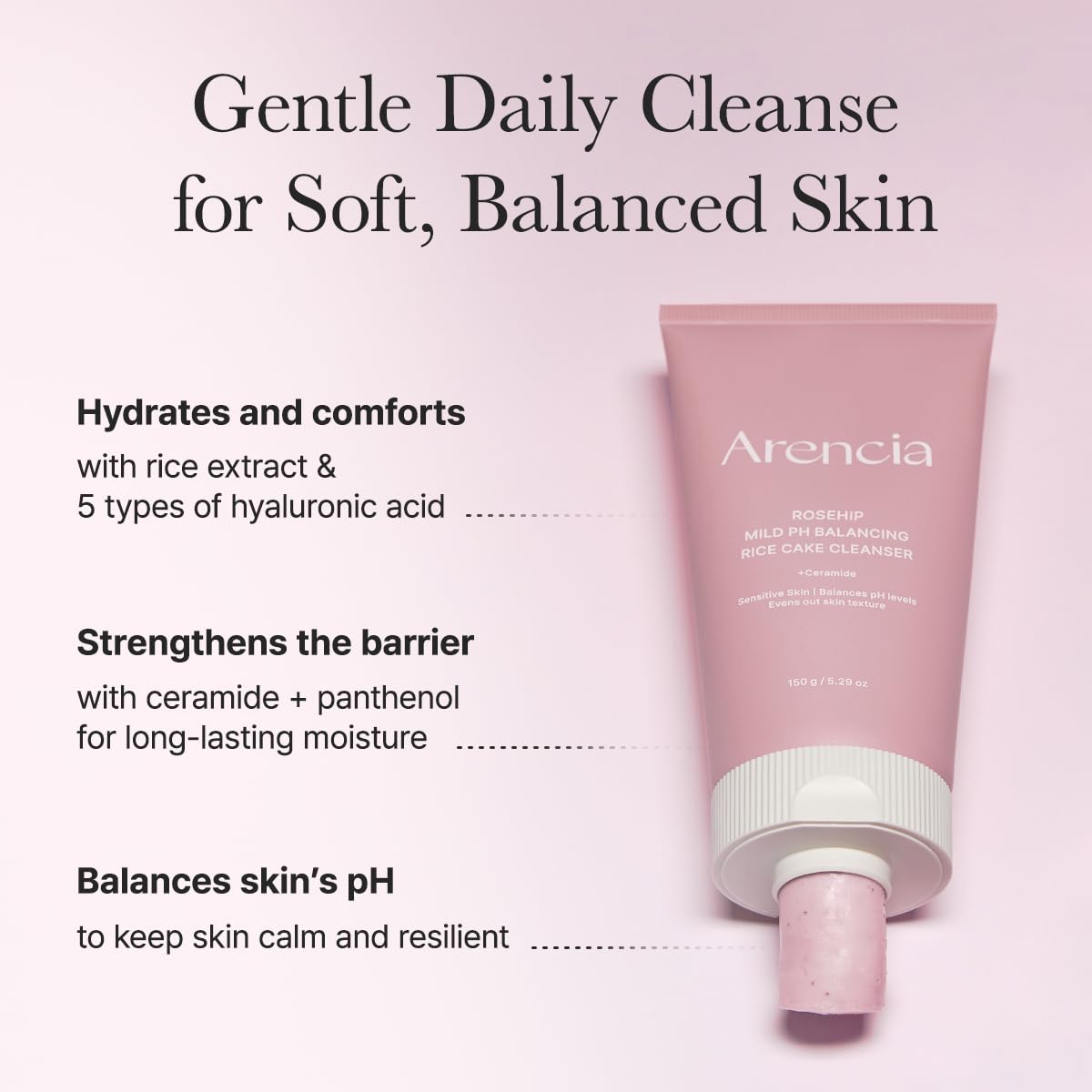 ARENCIA Rosehip Mild PH Balancing Rice Cake Cleanser 150g