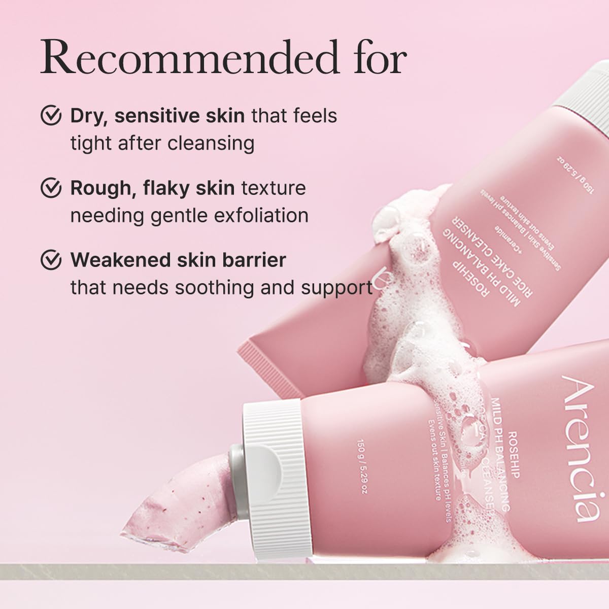 ARENCIA Rosehip Mild PH Balancing Rice Cake Cleanser 150g