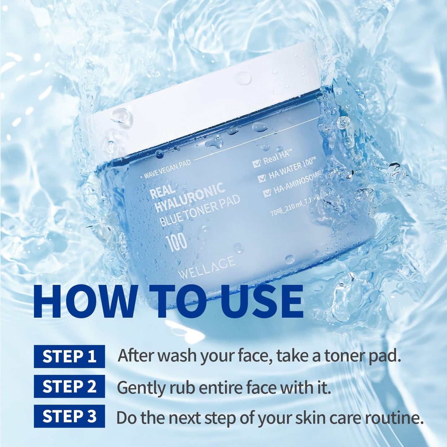 WELLAGE Real Hyaluronic Blue Toner Pad 70Pads