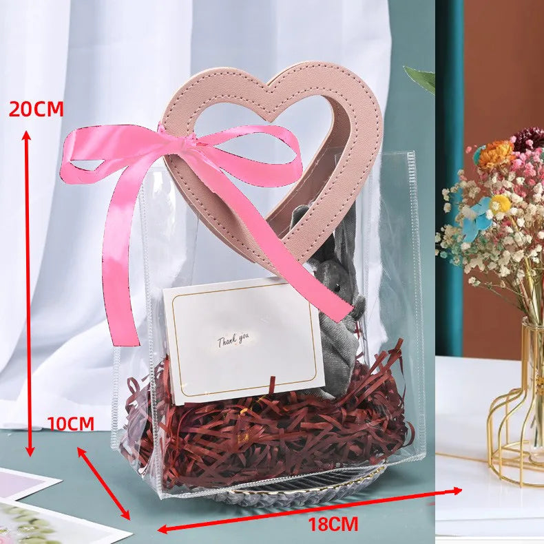 GIFT BOX - Pink Heart Clear PVC Bag