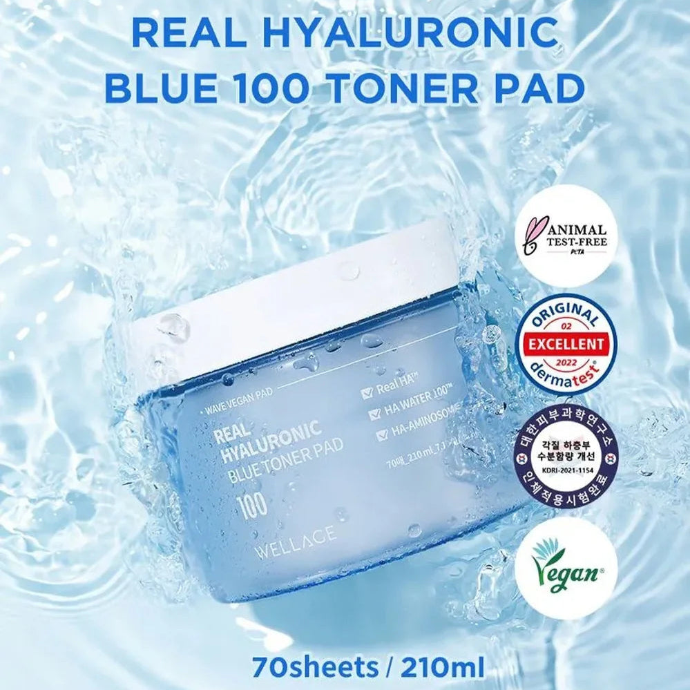 WELLAGE Real Hyaluronic Blue Toner Pad 70Pads