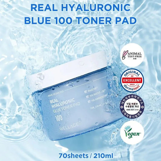 WELLAGE Real Hyaluronic Blue Toner Pad 70Pads