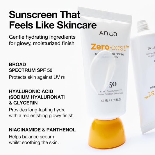 ANUA Zero Cast Moisturizing Finish Sunscreen 50ml