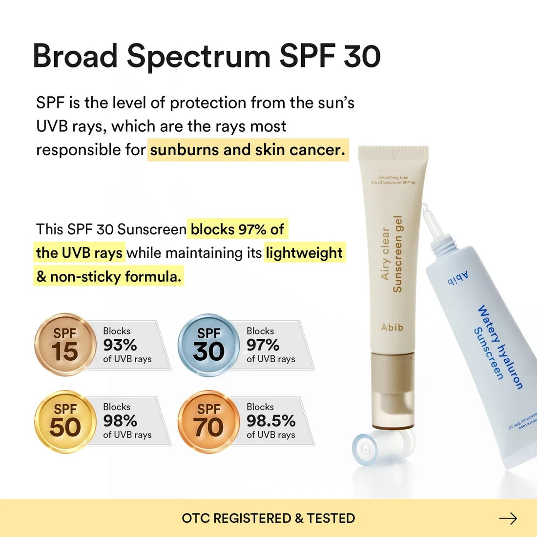 ABIB Airy Clear Sunscreen Gel Smoothing Tube 30ml