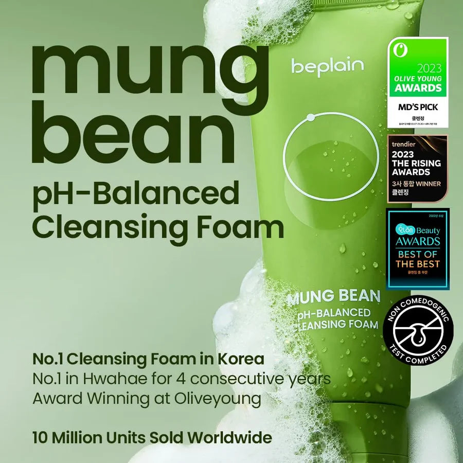 BEPLAIN Mung Bean PH Balanced Cleansing Foam (80ml/160ml)