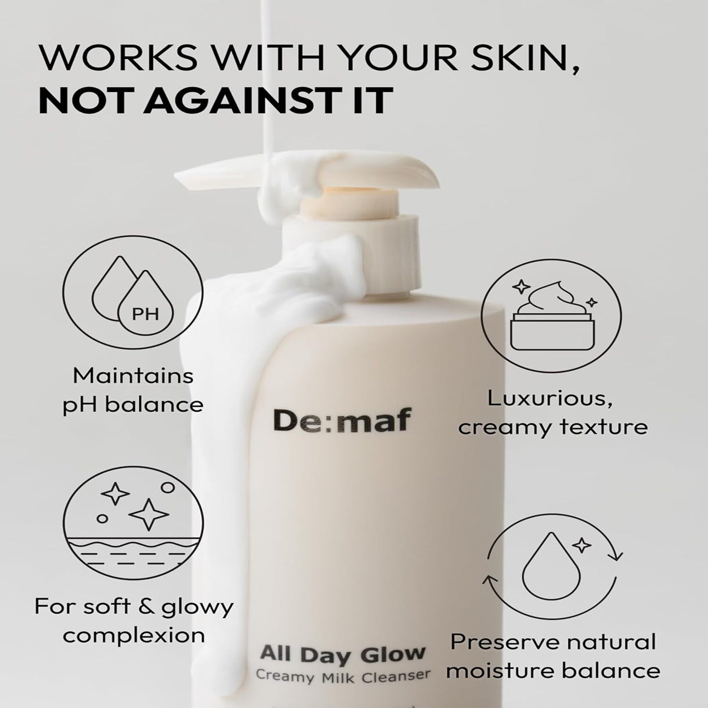 DEMAF All Day Glow Creamy Milk Cleanser 300ml