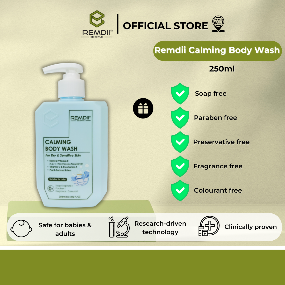 REMDII Calming Body Wash 250ml