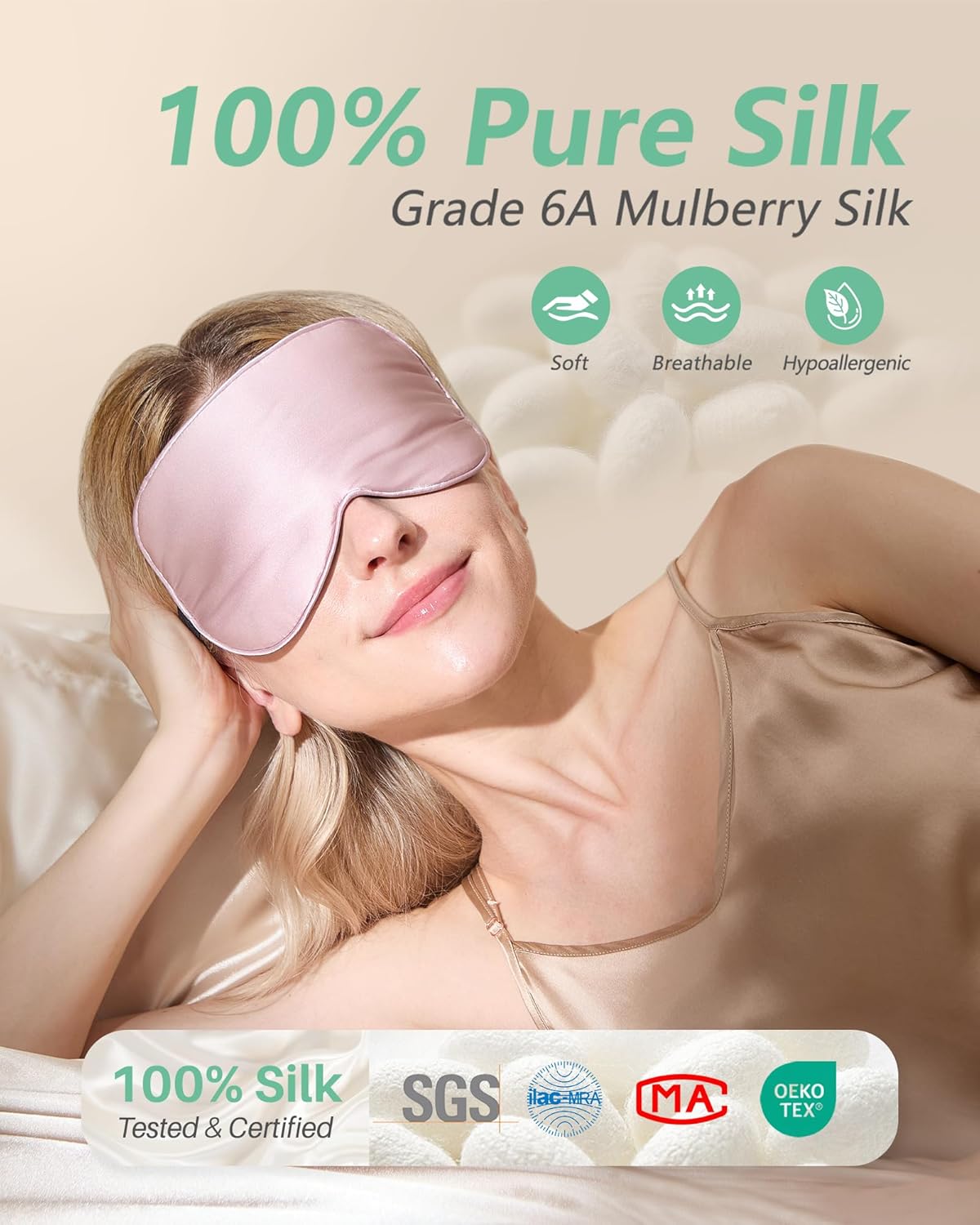 Eyeshade Silk Eye Mask with Carrying Pouch Bag + Earplugs Travel Set