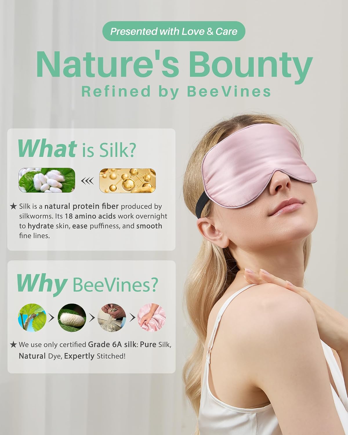 Eyeshade Silk Eye Mask with Carrying Pouch Bag + Earplugs Travel Set