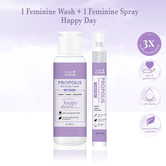 SECRET CLEAN Propolis Feminine Wash & Spray HAPPY DAY
