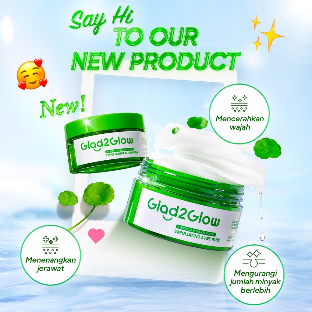 GLAD2GLOW Centella + Salicylic Acid Exfoliating Acne Pads
