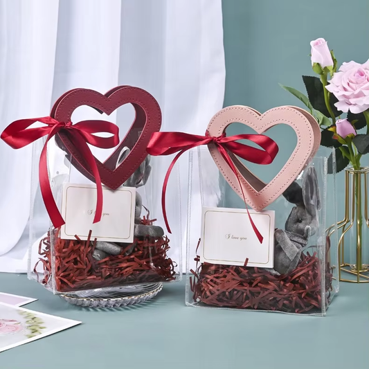GIFT BOX - Pink Heart Clear PVC Bag