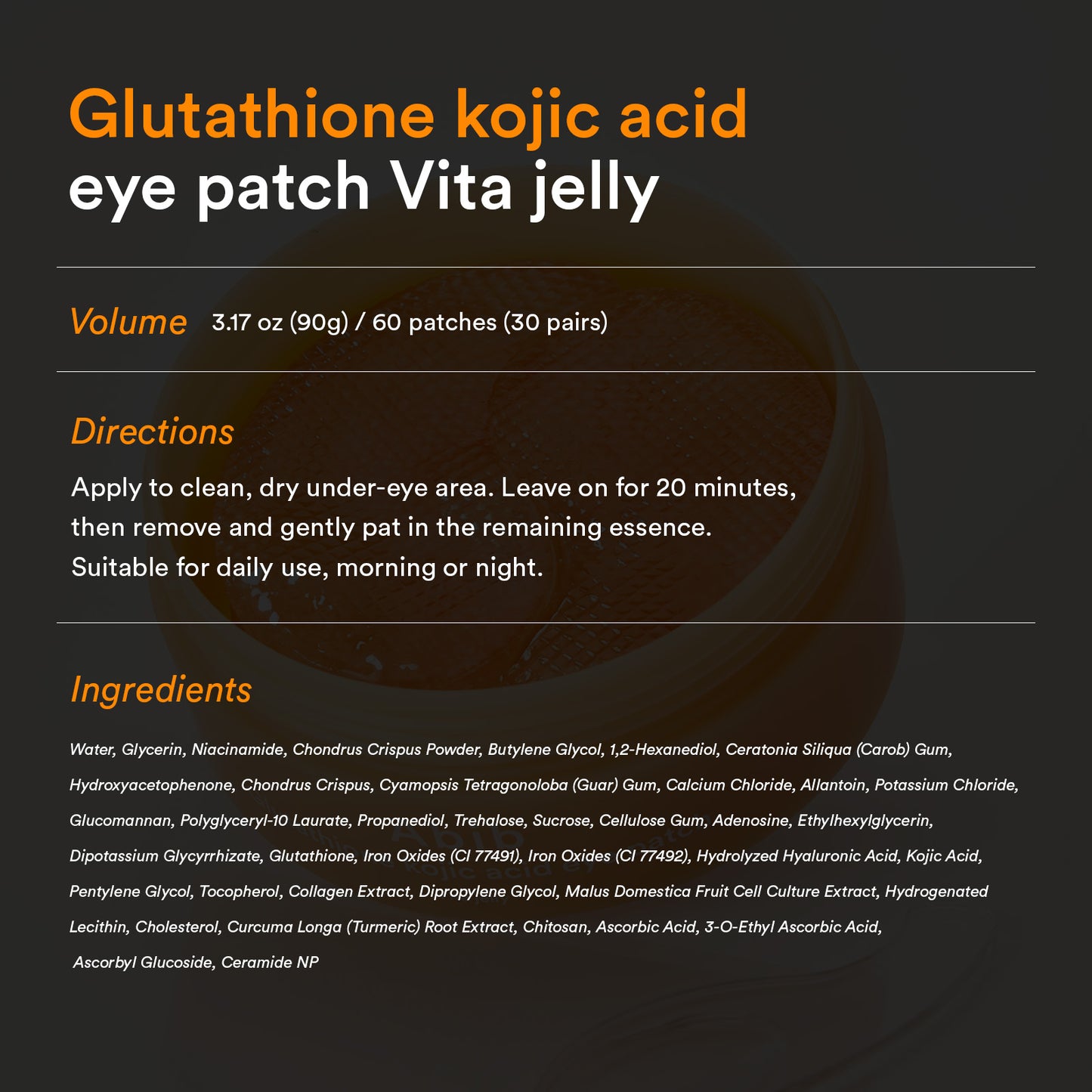 ABIB Glutathione Kojic Acid Eye Patch Vita Jelly 60EA