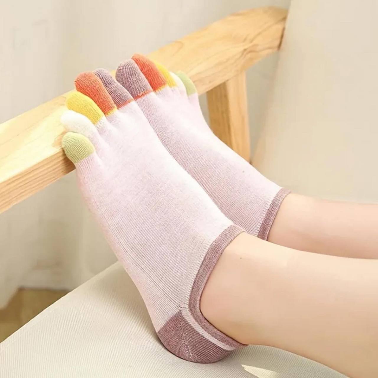 Plain T - Ladies Toe Coloured Socks