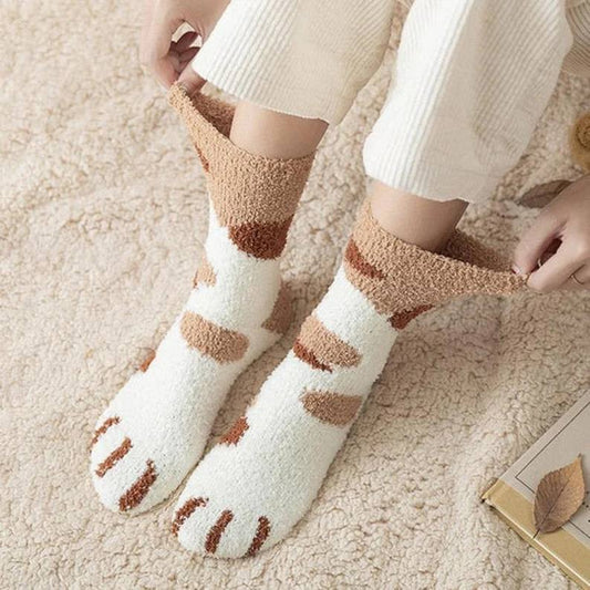 Brown Cat Paws Adult Socks