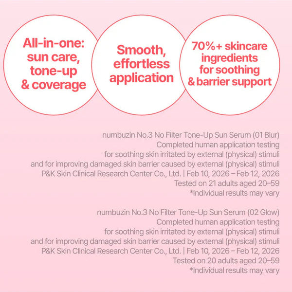 NUMBUZIN No.3 No Filter Tone Up Sun Serum 50ml (2 Variants)