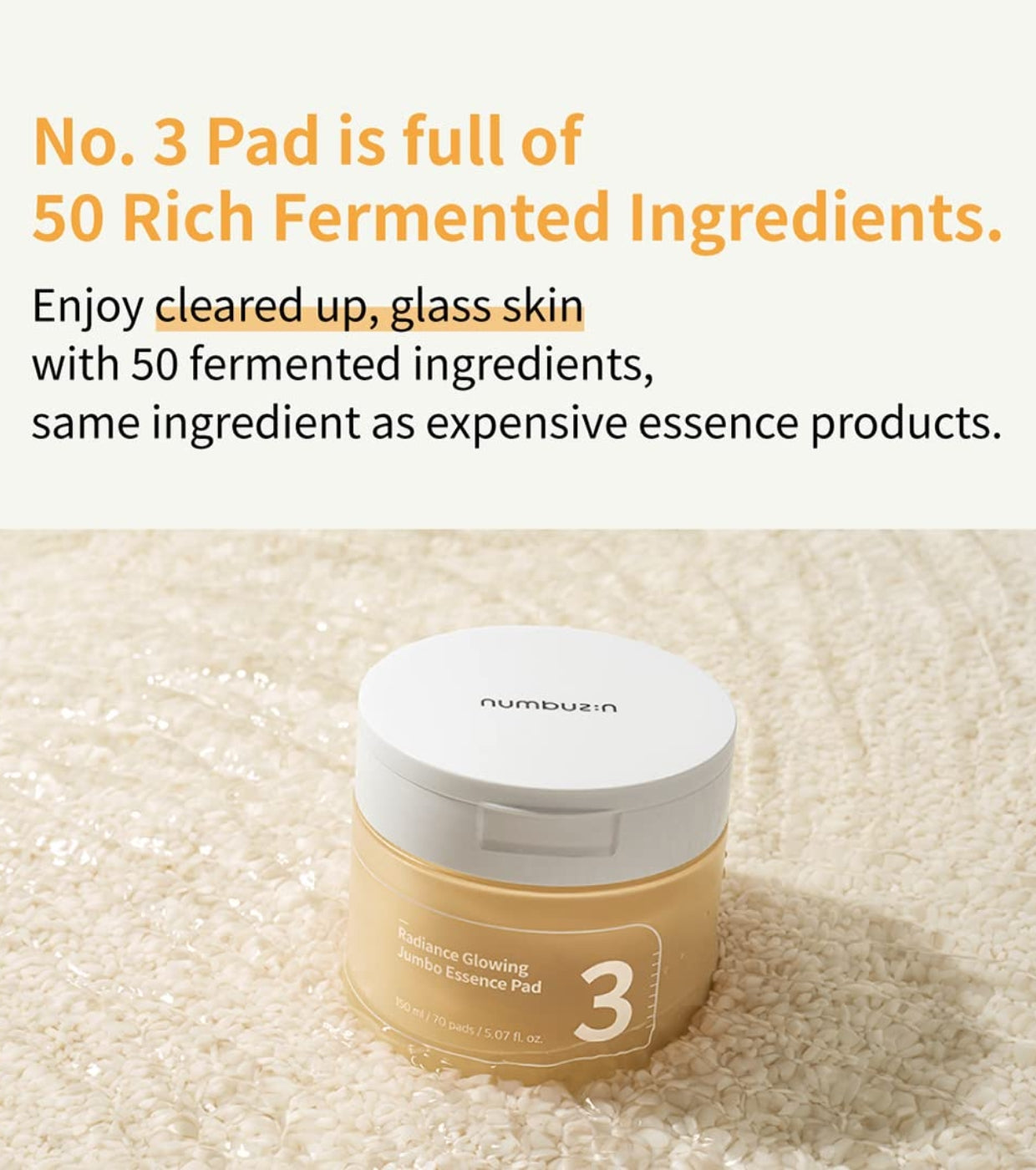 NUMBUZIN NO.3 Radiance Glowing Jumbo Essence Pad 150ml (70pc)