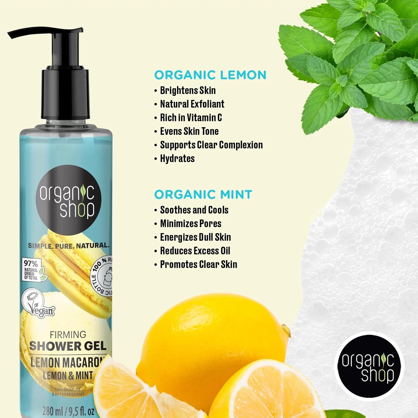 ORGANIC SHOP Firming Shower Gel Lemon Macaron 280ml