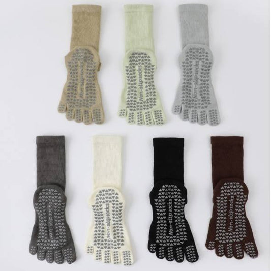 [M] Toes Plain Yoga Pilates Non-Slip Grip Sock for Women