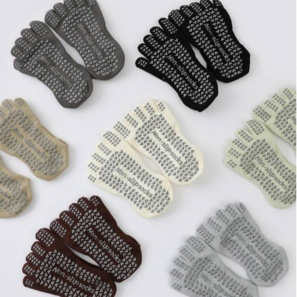 [M] Toes Plain Yoga Pilates Non-Slip Grip Sock for Women