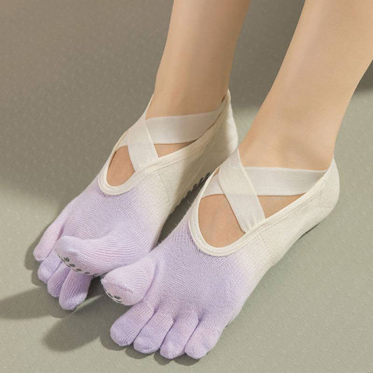 [S] Toes Yoga Pilates Non-Slip Grip Sock for Women
