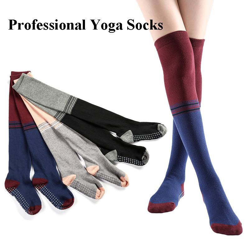 [L] Peach & Grey Long Grip Toe Adult Yoga Socks
