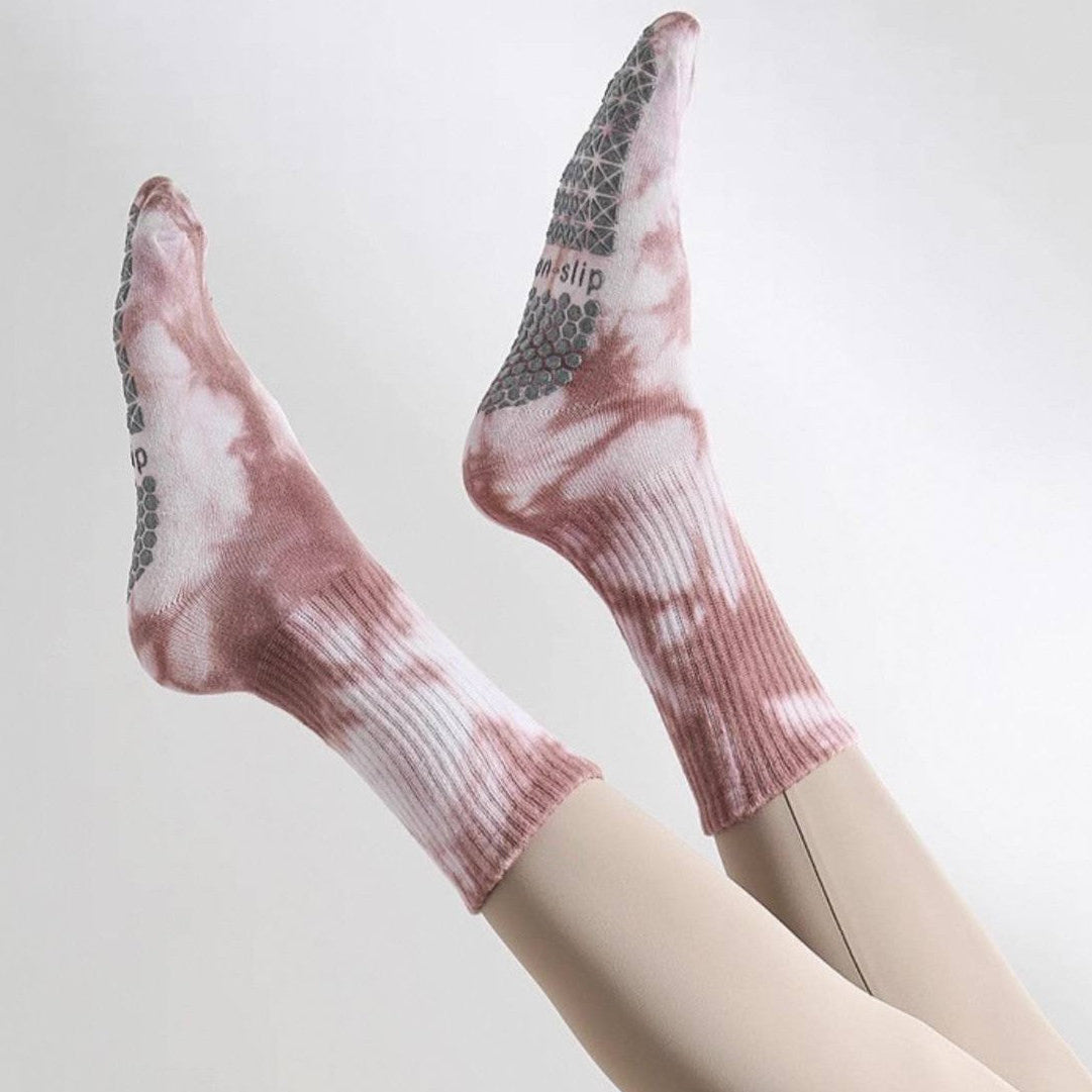 [M] Tie Dye Colored Yoga Pilates Non-Slip Grip Sock
