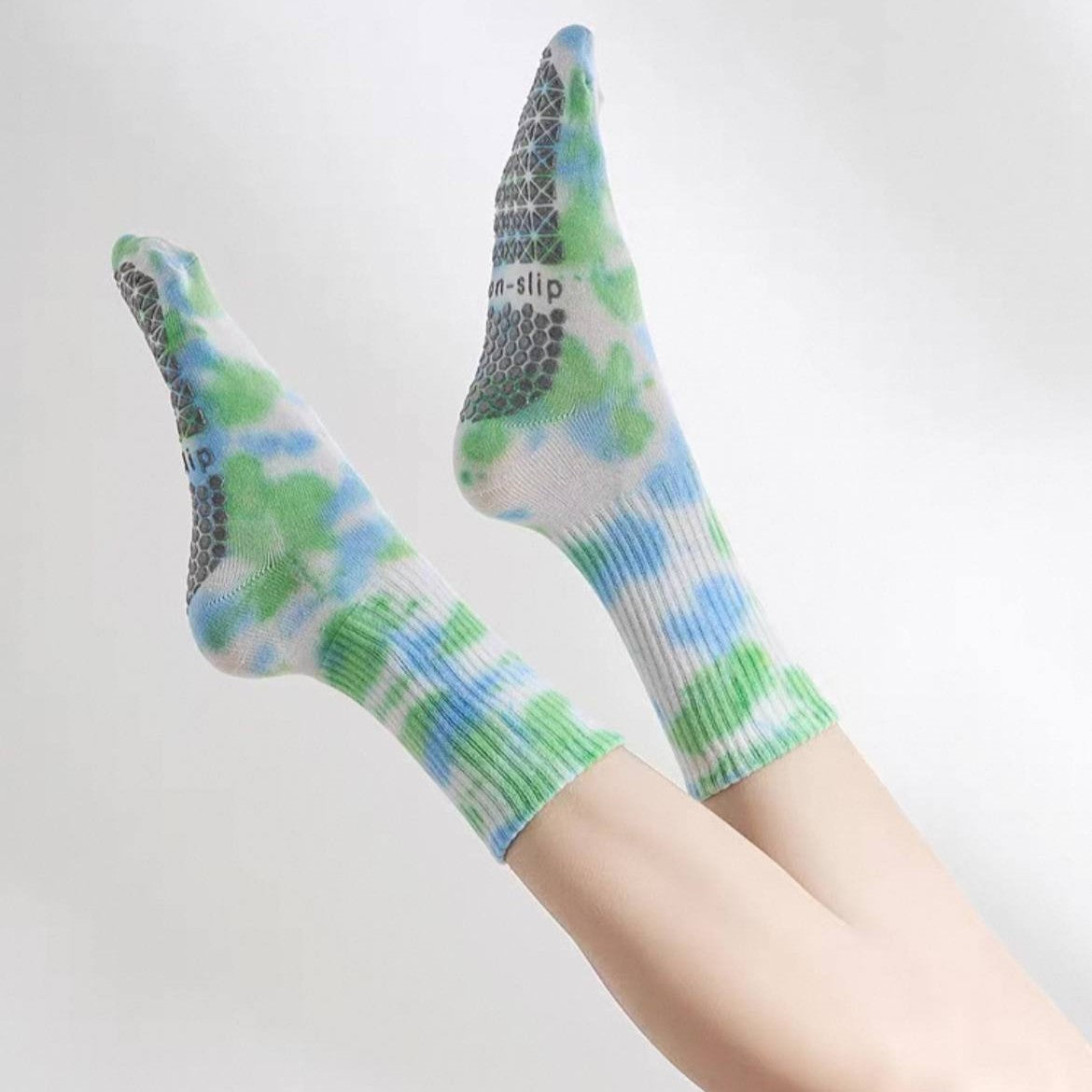 [M] Tie Dye Colored Yoga Pilates Non-Slip Grip Sock
