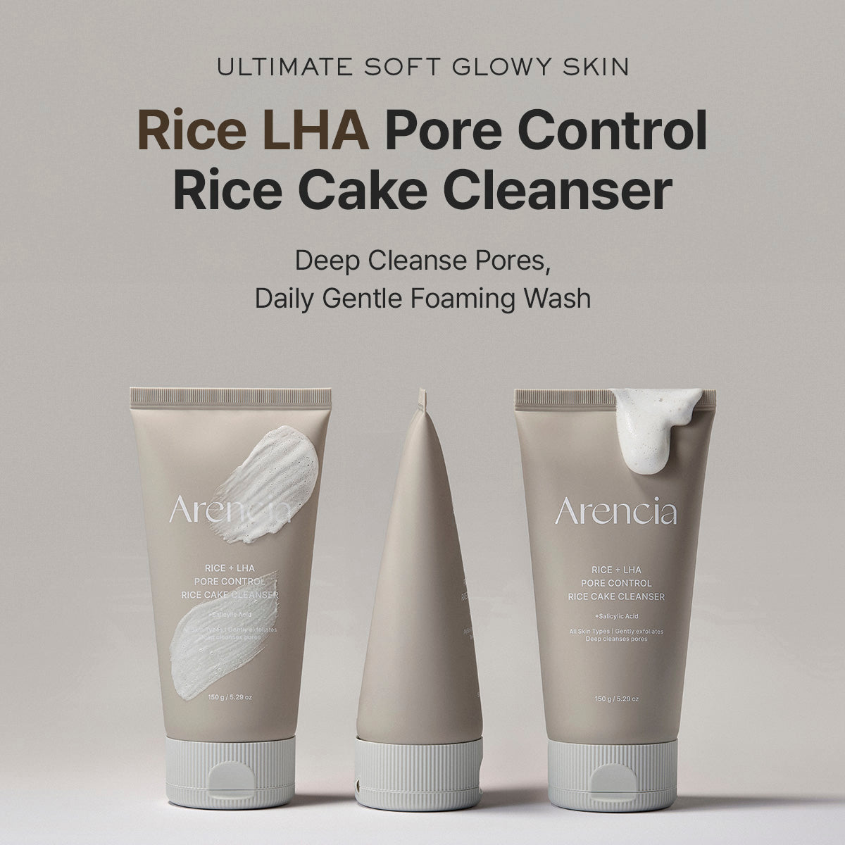 ARENCIA Rice + LHA Pore Control Rice Cake Cleanser 150g
